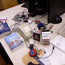Input view: cluttered desk, shifted